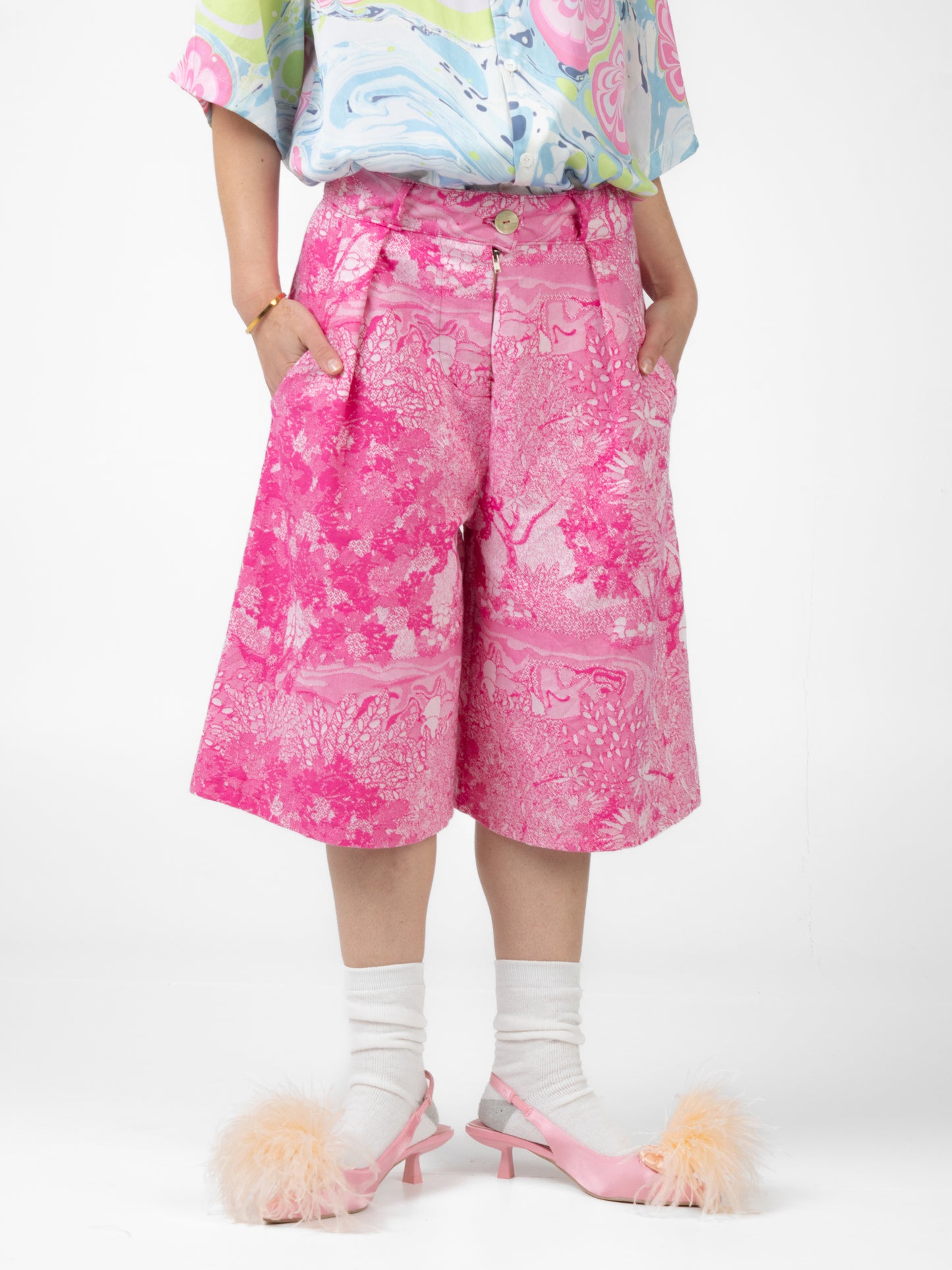 Jacquard trousers- Pink