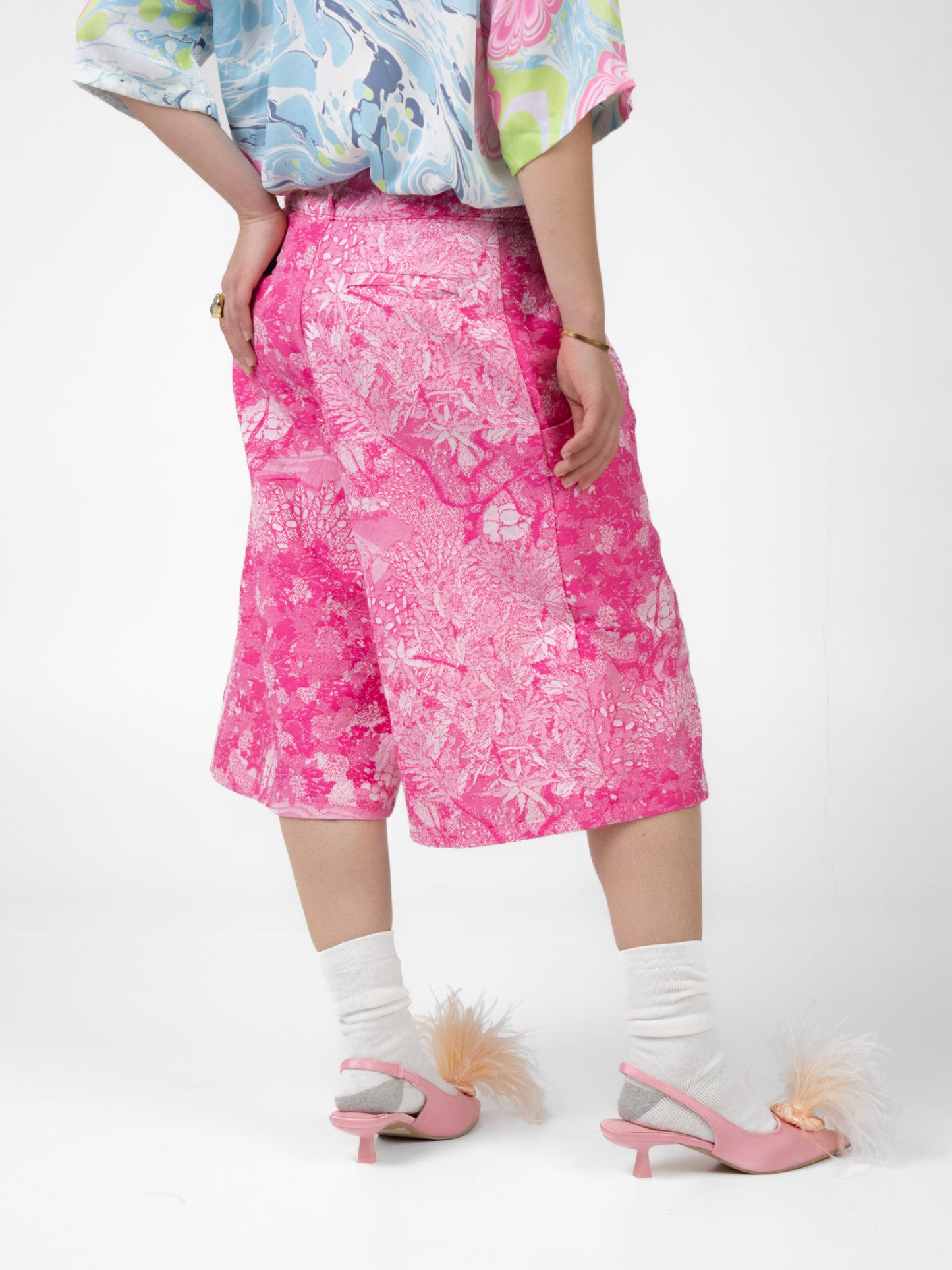 Jacquard trousers- Pink