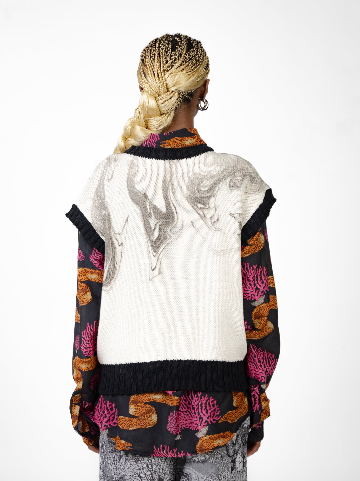 Hand knitted suminagashi vest