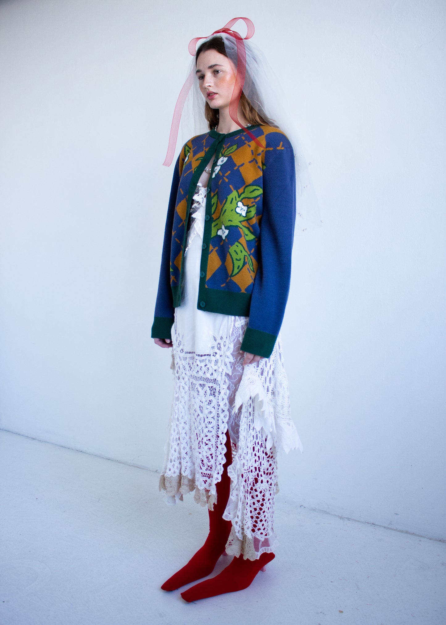 Botanical Argyle Cardigan
