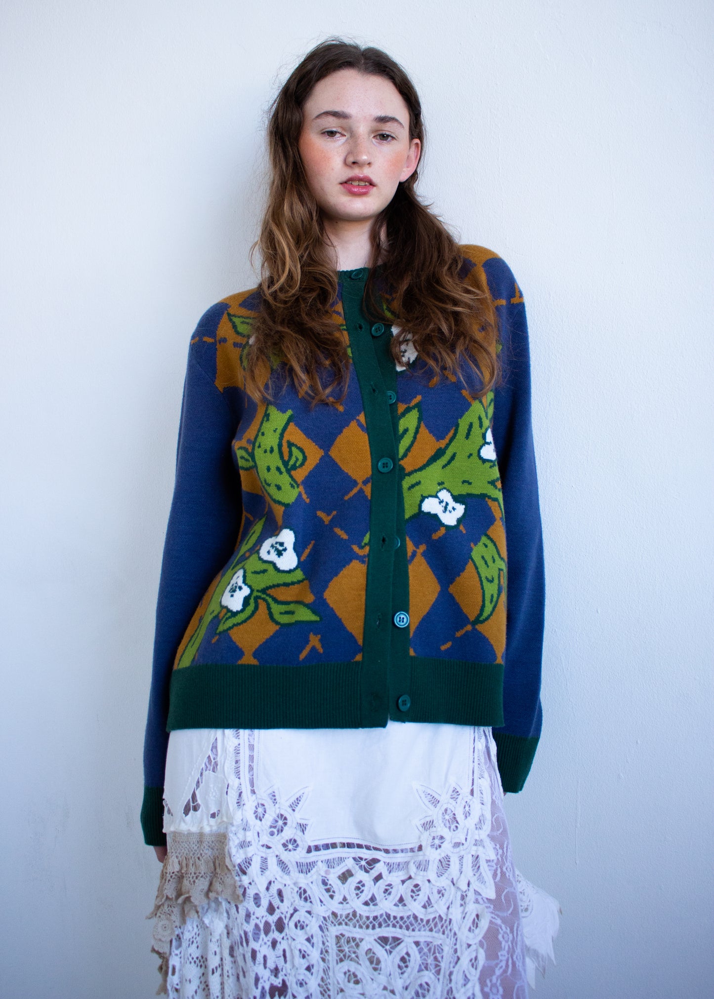 Botanical Argyle Cardigan