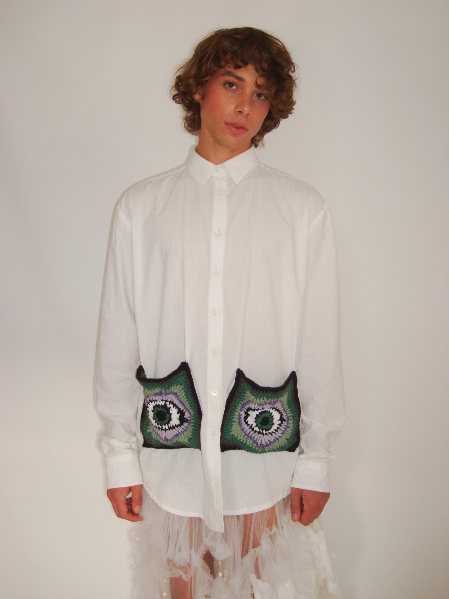 Crochet pocket collar shirt (made to order)