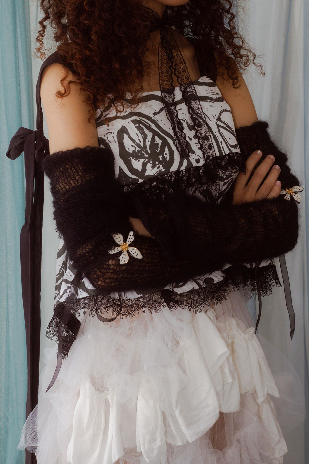 Lino cut print babydoll top (made to order)