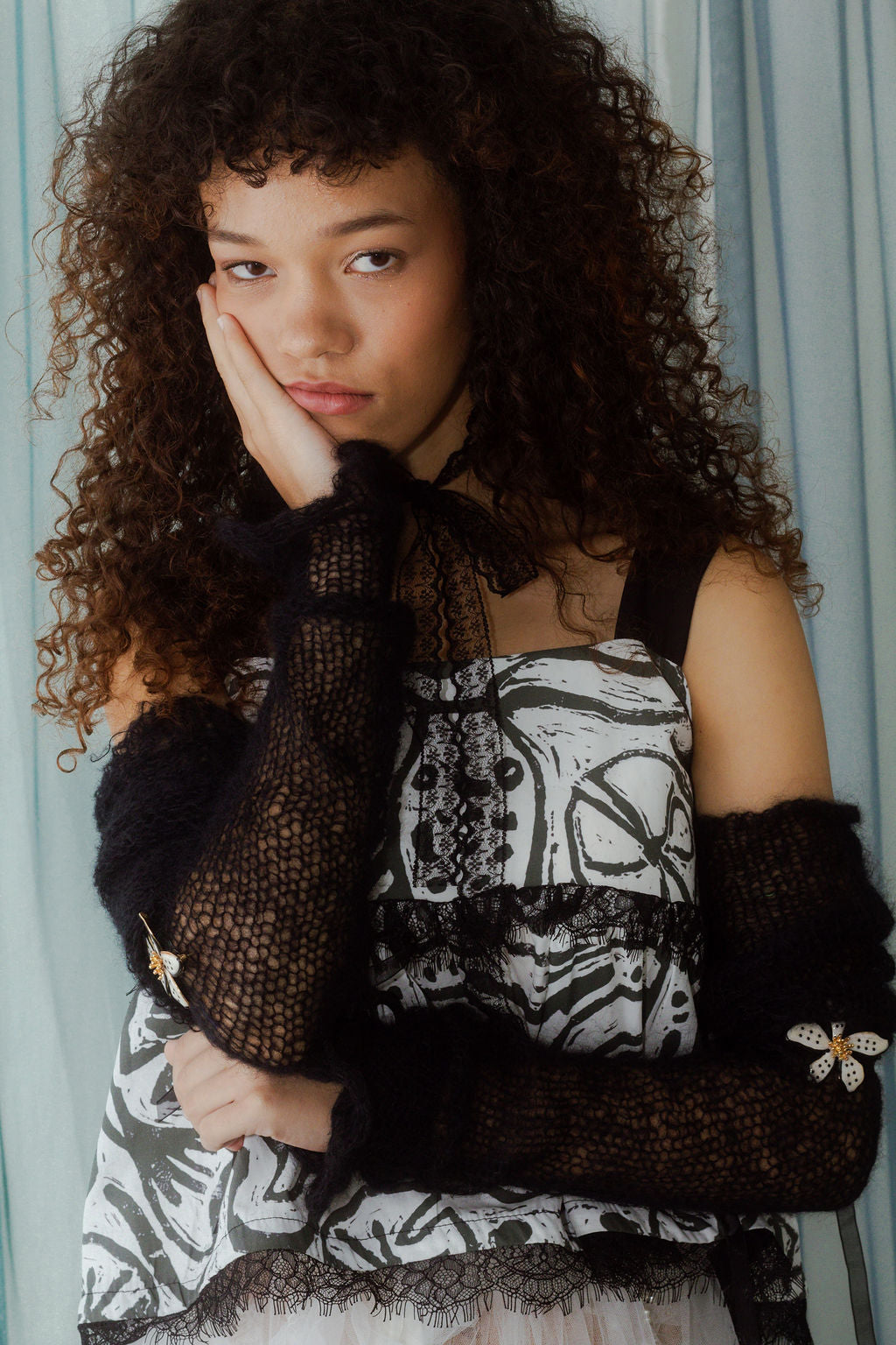 Lino cut print babydoll top (made to order)