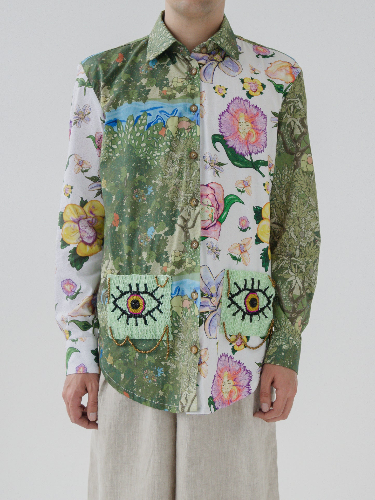 Spliced Collar Shirt