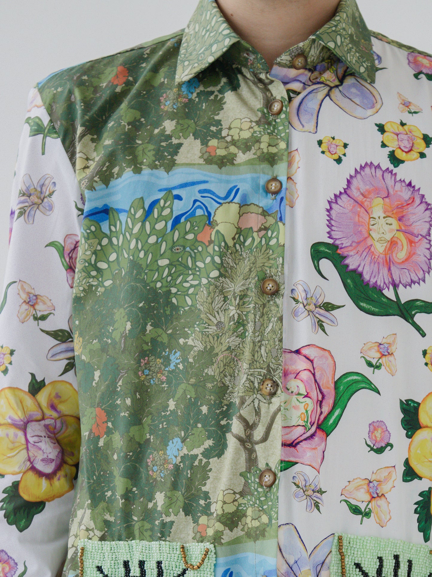 Spliced Collar Shirt