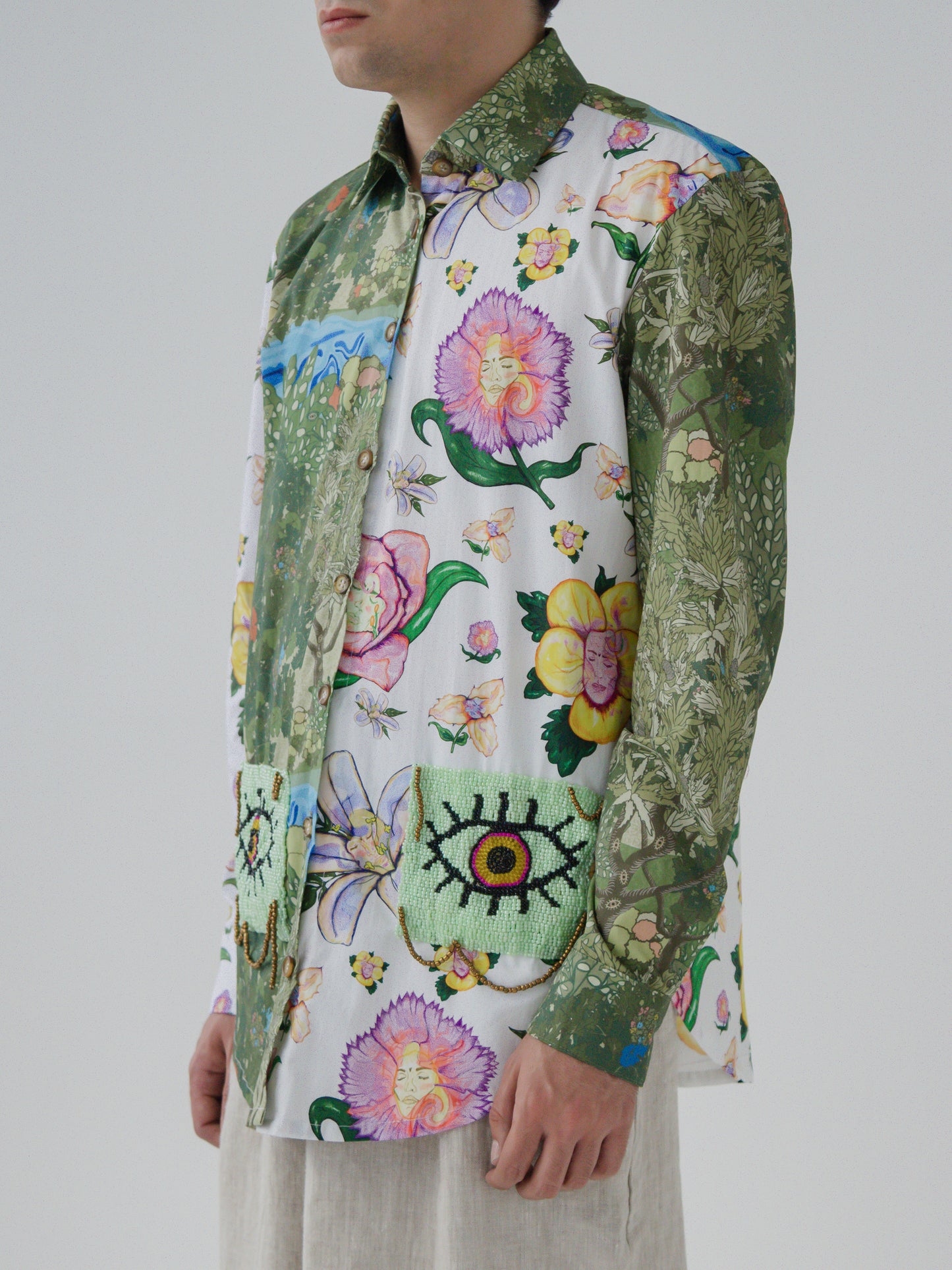 Spliced Collar Shirt