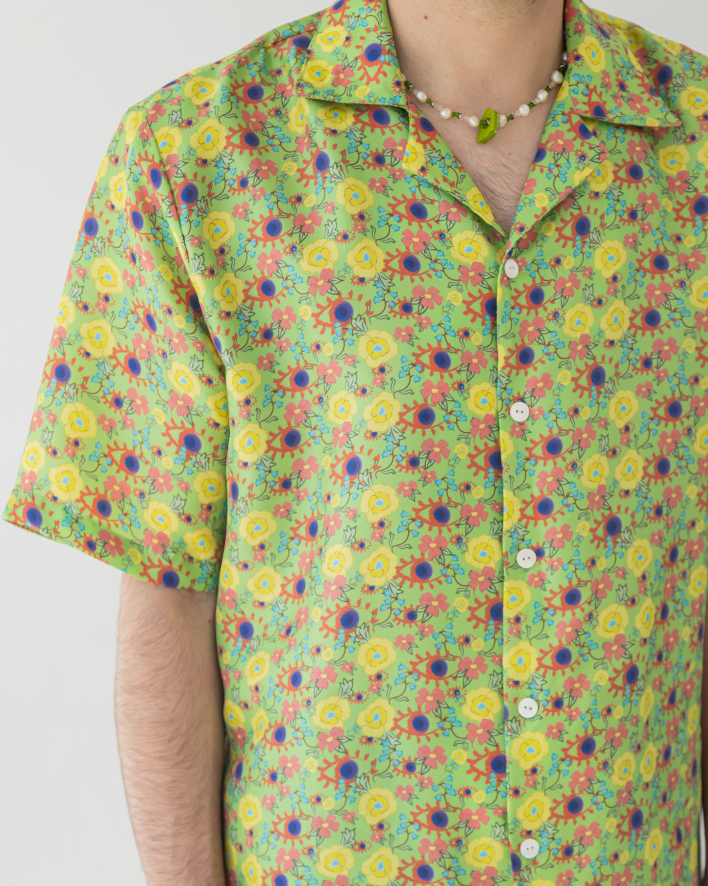 'Dainty floral' Silk bowling shirt
