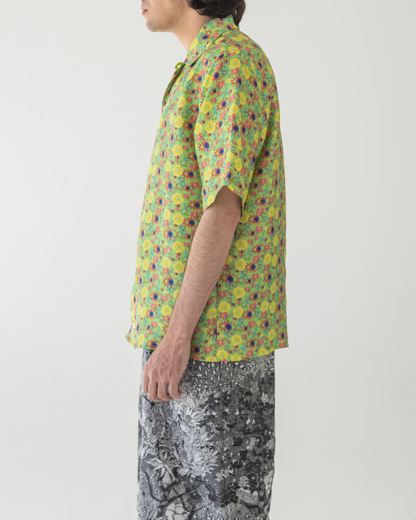 'Dainty floral' Silk bowling shirt