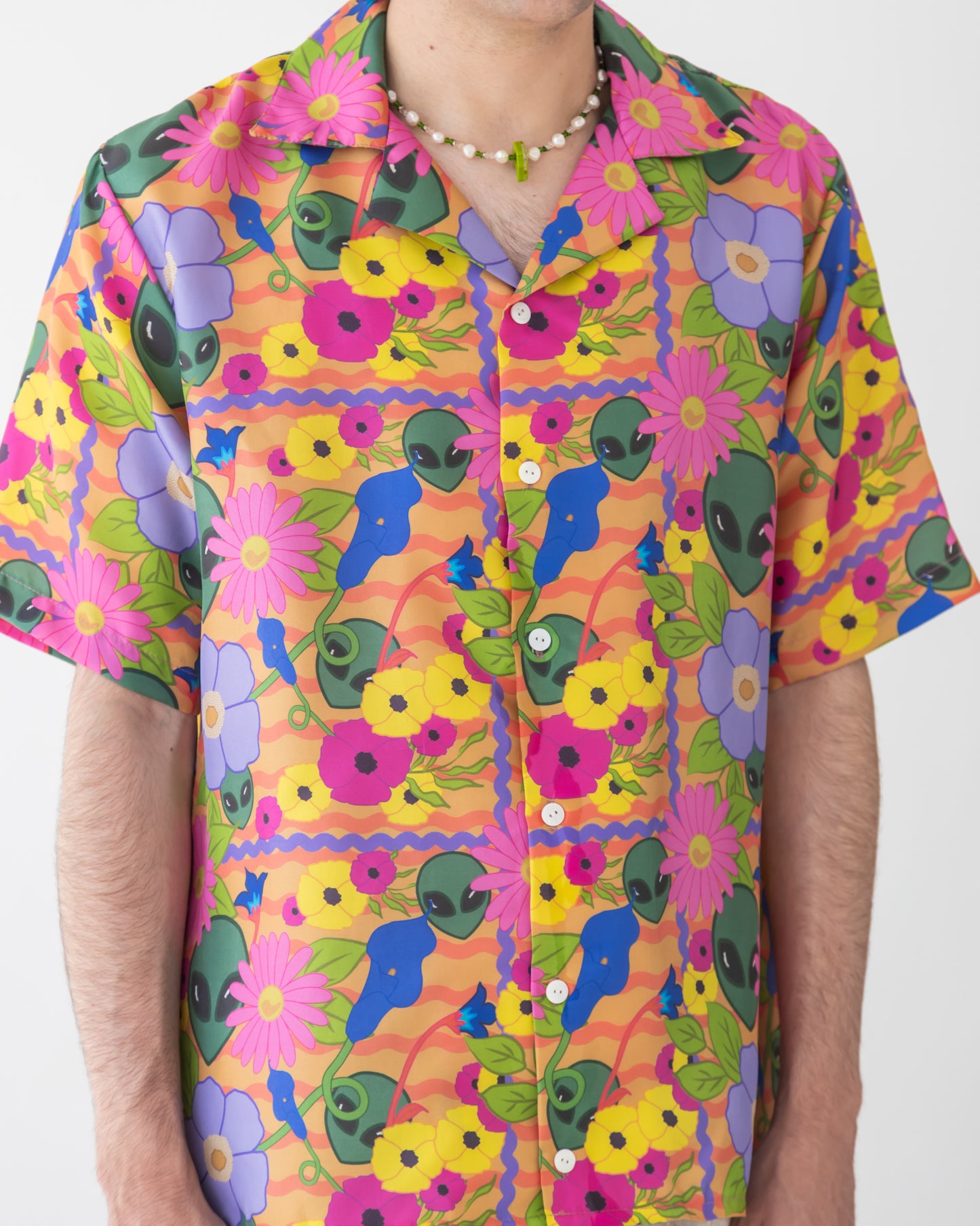 'Extra-terrestrial floral' Silk Bowling shirt