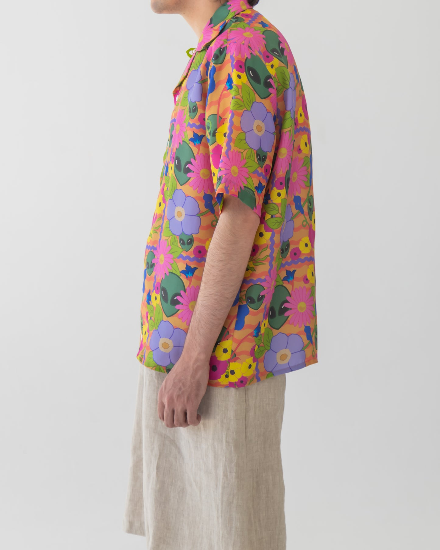 'Extra-terrestrial floral' Silk Bowling shirt