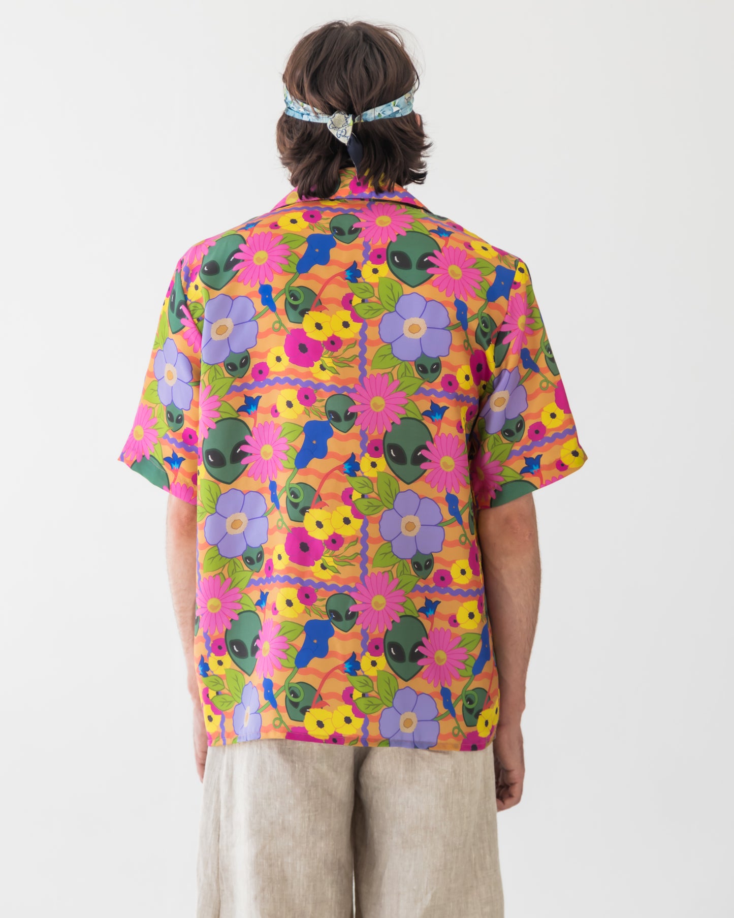 'Extra-terrestrial floral' Silk Bowling shirt