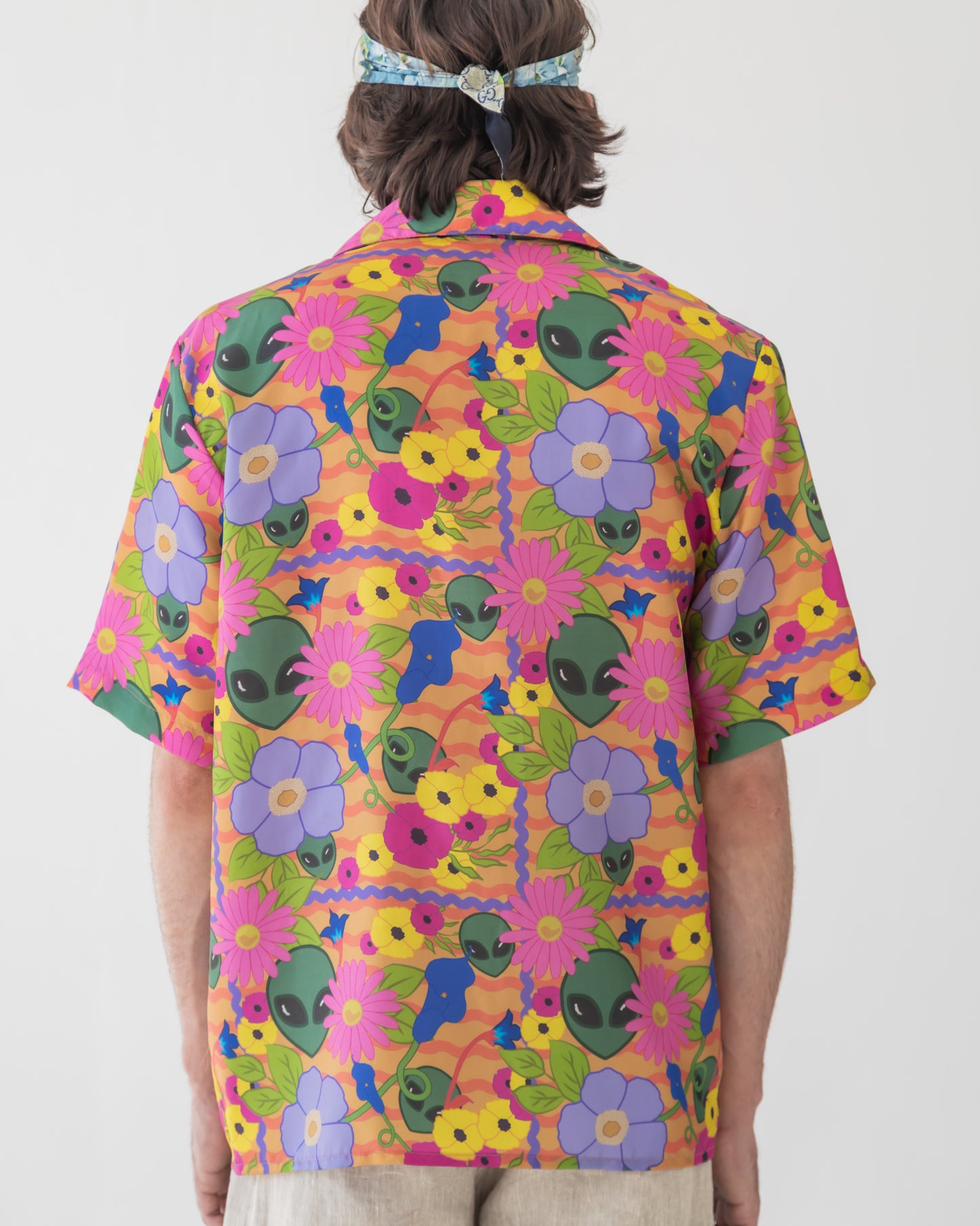 'Extra-terrestrial floral' Silk Bowling shirt