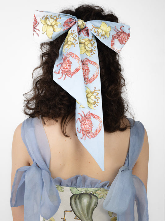 Crab and flower fabric tie