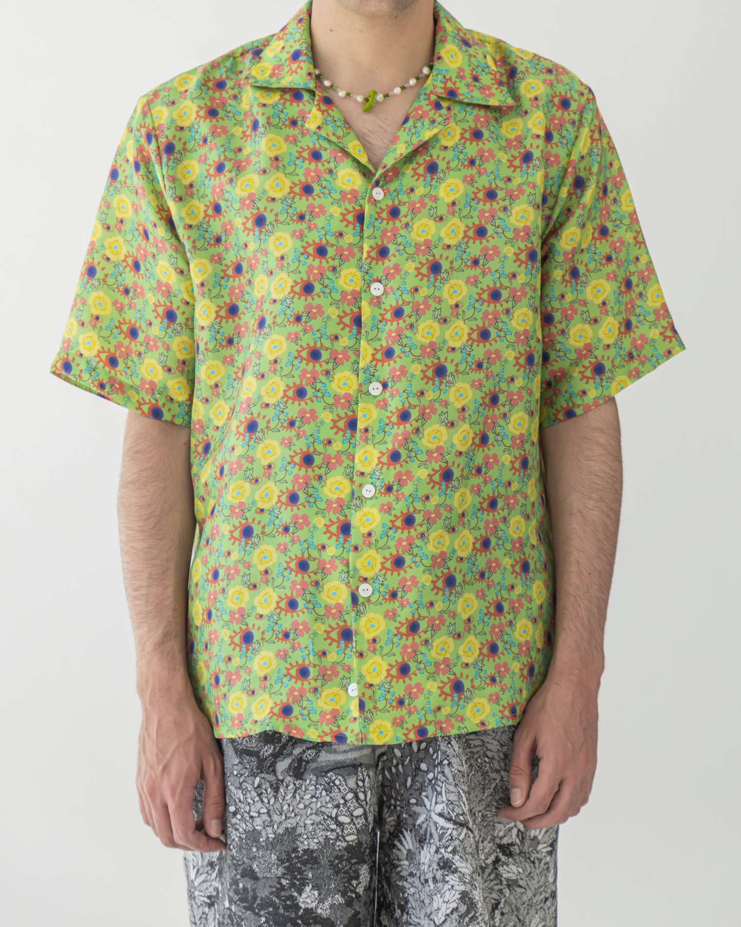 'Dainty floral' Silk bowling shirt